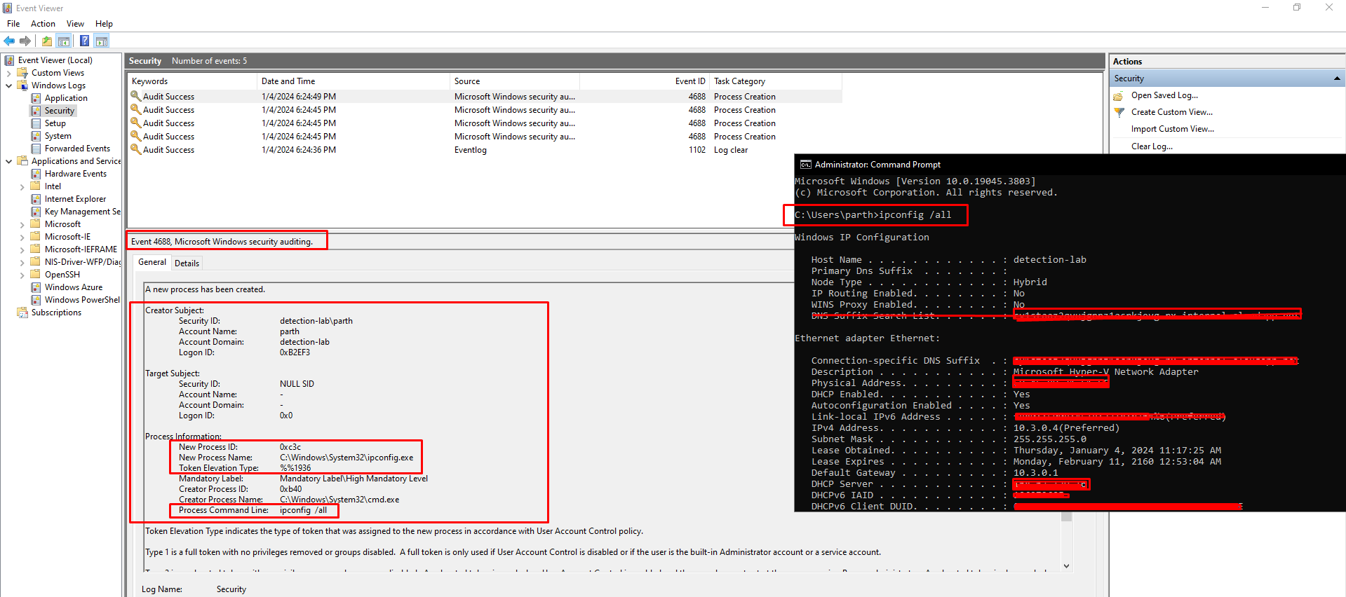 Event Confirm via command execution